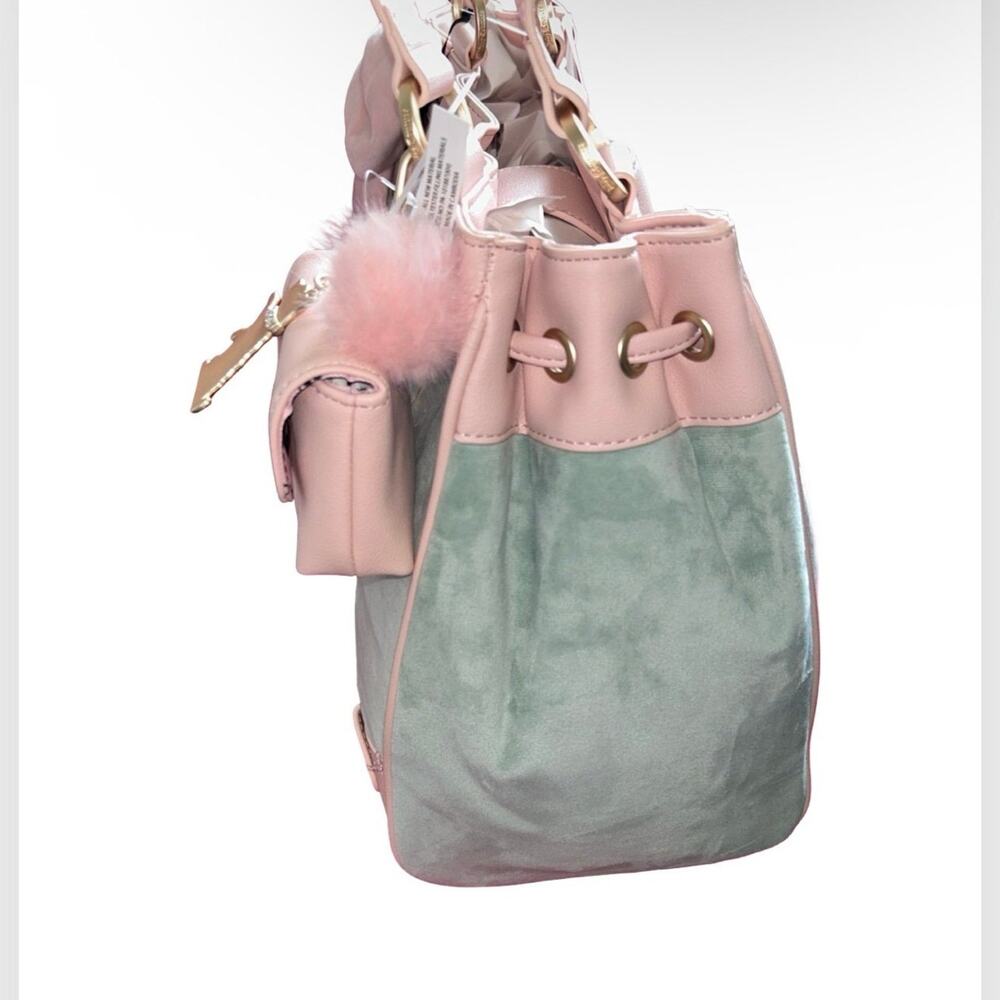 JUICY COUTURE VINTAGE SCOTTIE DOGS FROSTY GREEN NEW LOVE CHAPTER VELOUR TOTE NWT - Picture 4 of 11
